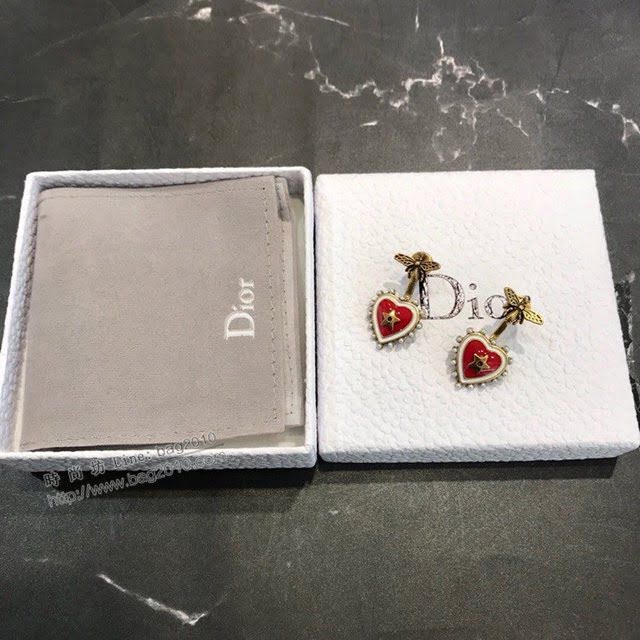 Dior飾品 迪奧經典熱銷款愛心蜜蜂個性耳釘耳環  zgd1373